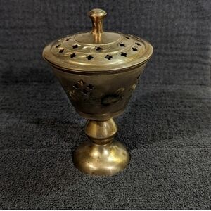 Vintage pedestal brass incense burner holder